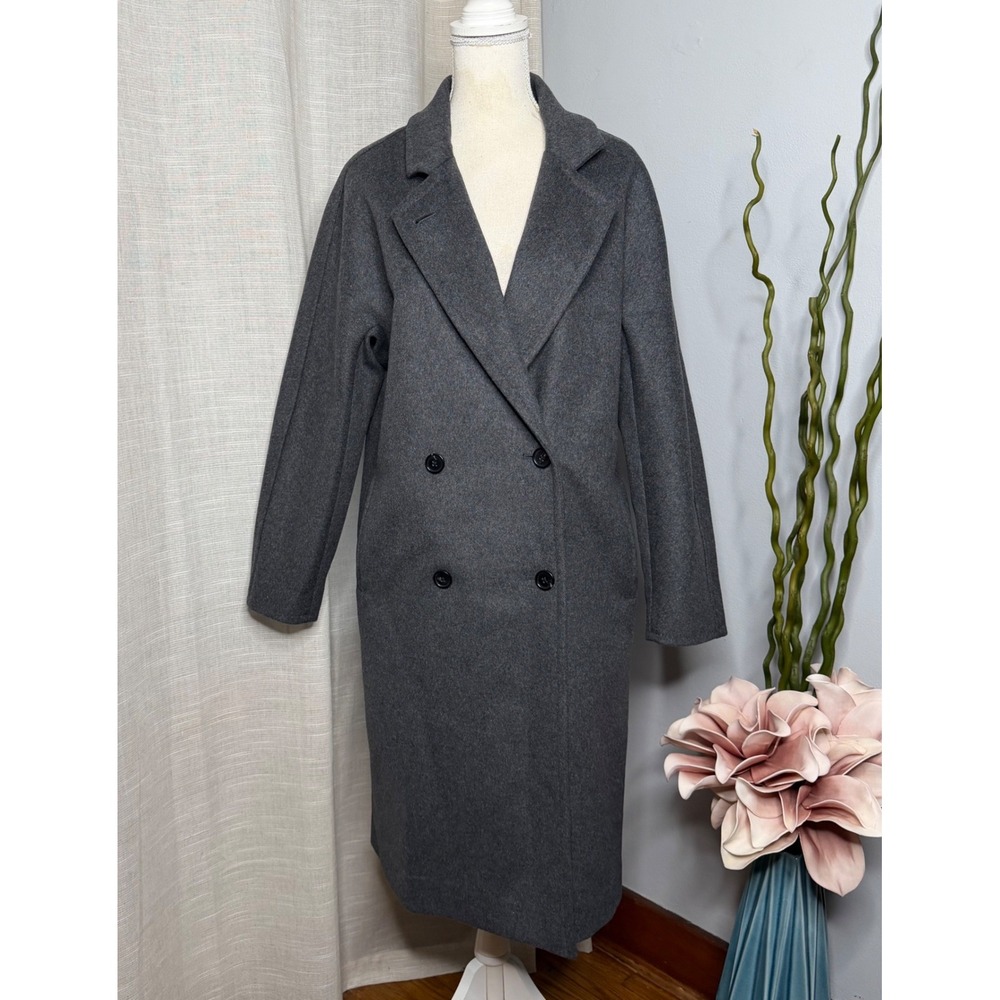 Quince Double-Breasted Gray Wool-Blend Coat